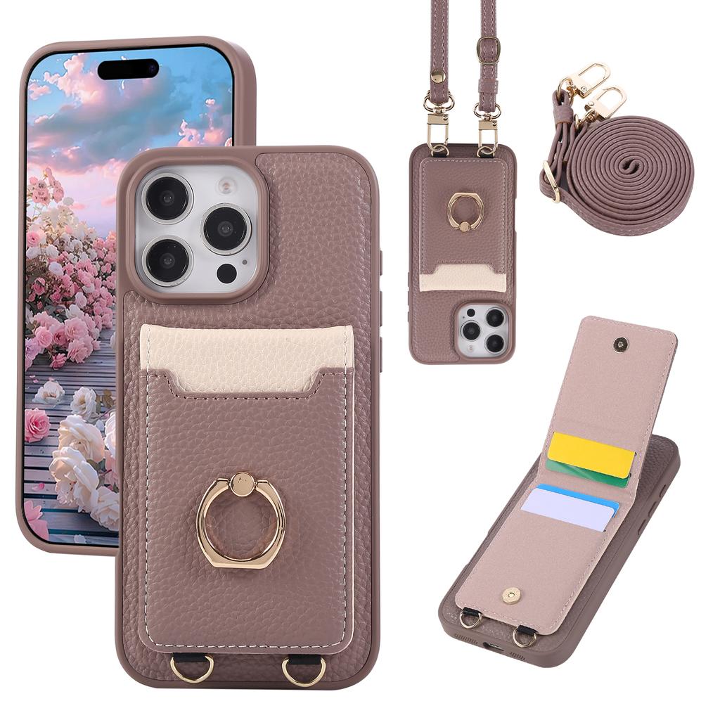 Crossbody Wallet with Card Holder Phone Case For iPhone 15 16 Pro Max 14 13 12 11 16E Lanyard Wrist Strap Leather Cover