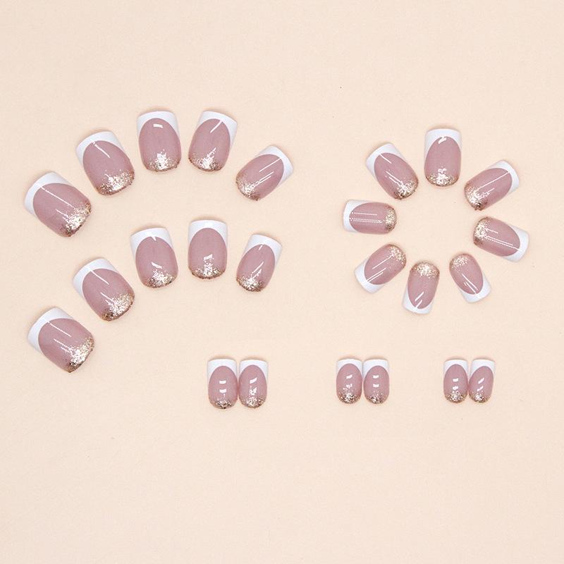 Simple Short White French Glitter Manicure, European And American Pure Desire Manicure, Girl Wearing Manicure