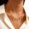Stainless Steel Dangle Necklace Butterfly Cross Charms 18K Gold Plated Layering Jewelry