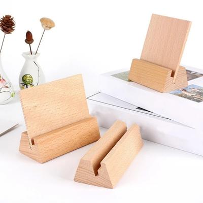 12-21 CM Wooden Desk Calendar Holder Stable Base Solid Wood Postcard Holder Natural Multi-Functional Card Display Stand