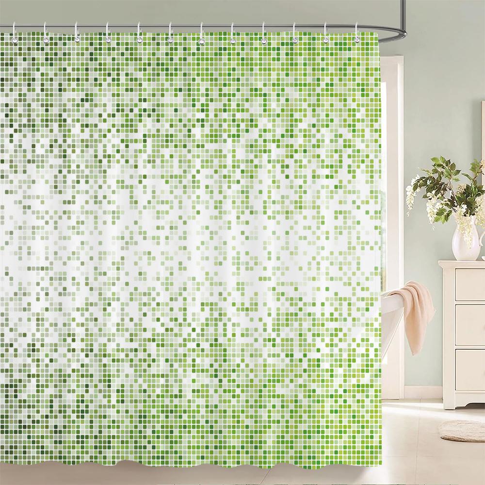 High Quality Geometric Pattern Printed Fabric Shower Curtains Bathtub Waterproof Products Bathroom Decor with 12 Hooks