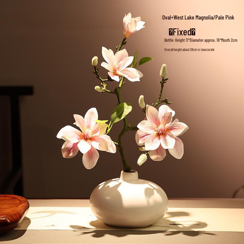 High-End Artificial Silk Magnolia Flower Arrangement - Classical, Elegant Dried Flower Set for Home Decor