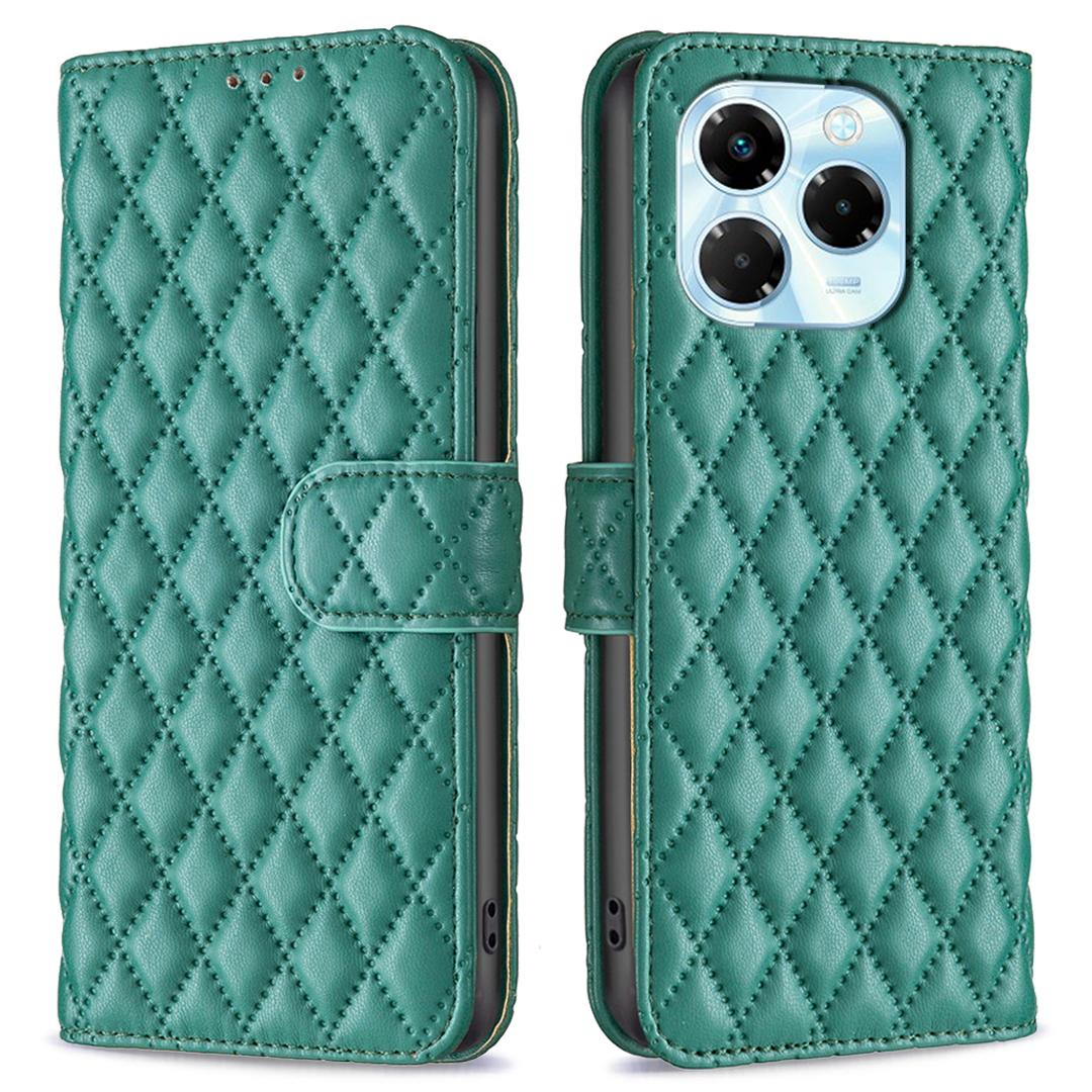 

BINFEN COLOR BF Style-14 For Infinix Note 40X 5G Case Rhombus Phone Leather Cover Stand Green