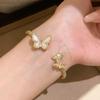 Elegant Zircon Butterfly Open Cuff Bracelet - Gold-Plated, Versatile Luxury Jewelry for Women.