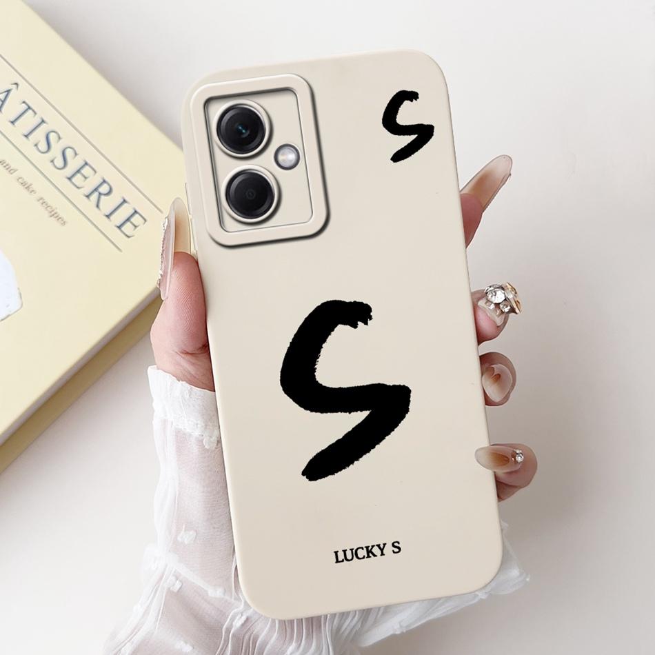 For Xiaomi Redmi Note 12 5G Lucky Initial Letter Phone Case For Redmi Note 12 Pro 5G Note12 Soft Silicone Shockproof Bumpers