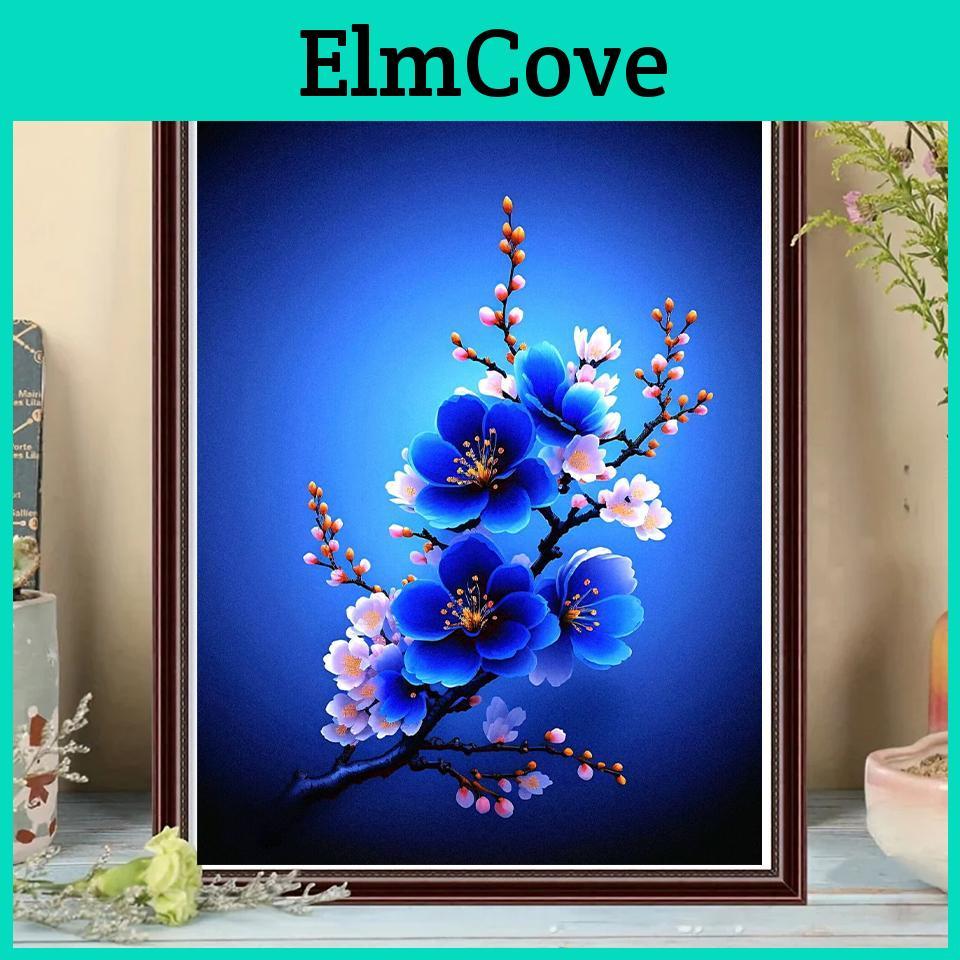 Rhine Flowers Diamond Painting Mosaic Blue Series One Plum Blossom 5d Diy Embroidery Cross Embroidery Home Decoration