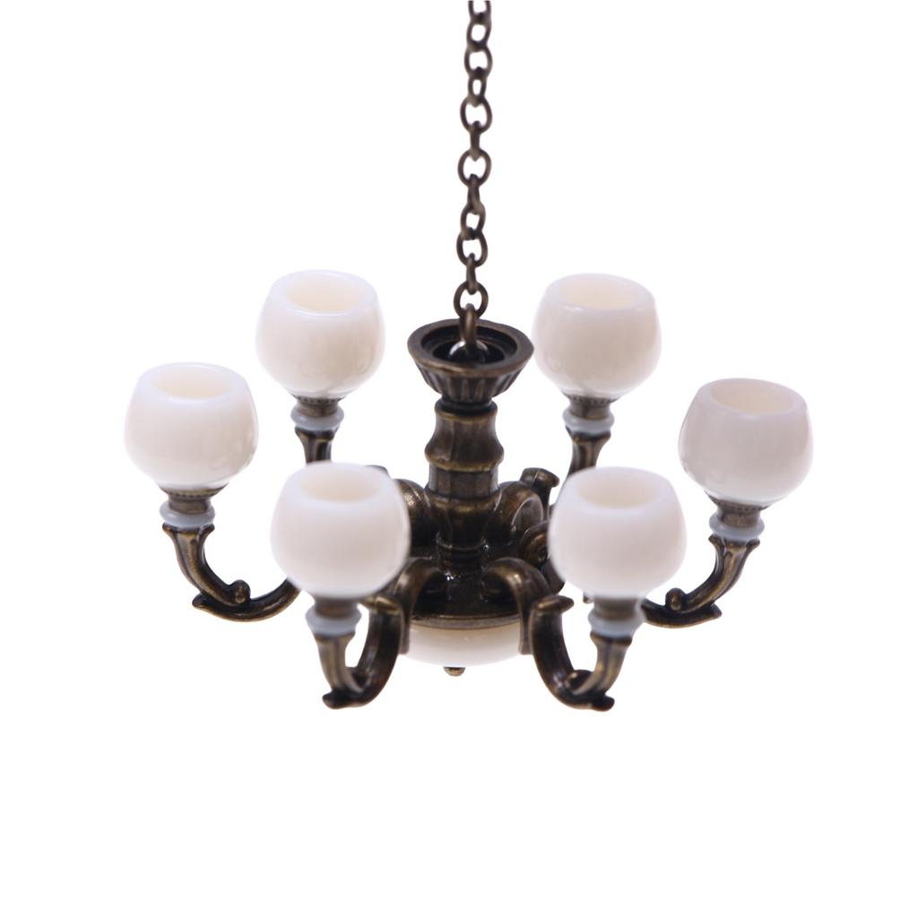 1:12 Dollhouse Miniature Retro Lamp Chandelier Light Working Ceiling Lamp Light Furniture Model Dollhouse Livingroon Scene Decor