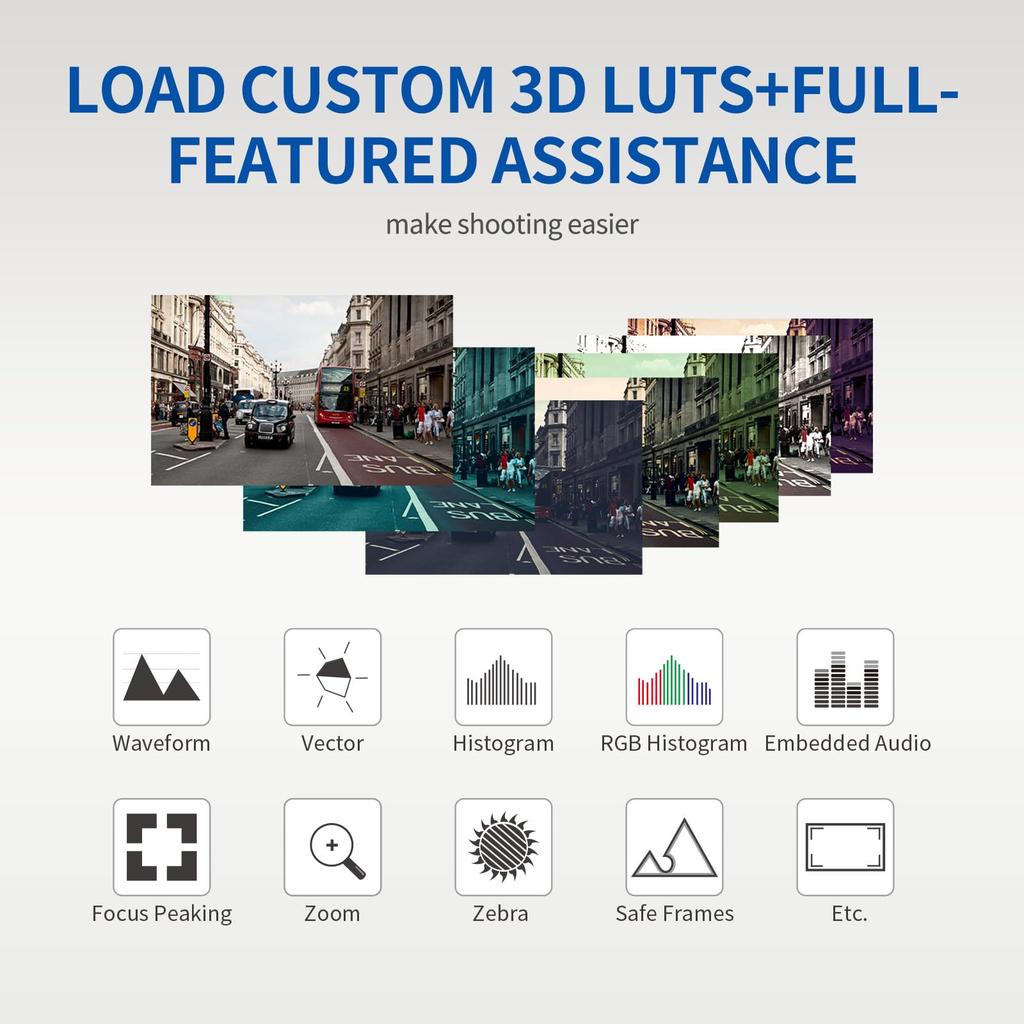 FEELWORLD 2000nit SLR Camera Field 1920x1200 4K with F970 External Supply Kit 10.1-inch High-Brightness Monitor, Touchscreen, HDMI, (LUT11H)