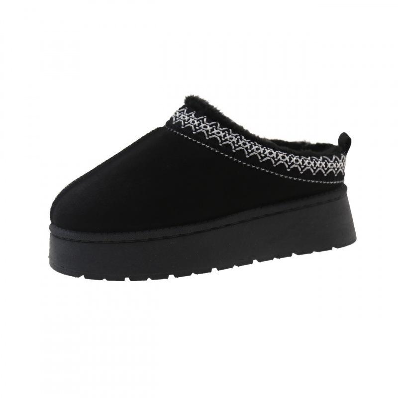 

Women s shoes snow boots women s winter fashion integrated bag head slippers muffin thick-soled warm cotton shoes women s non-slip 35 чёрный