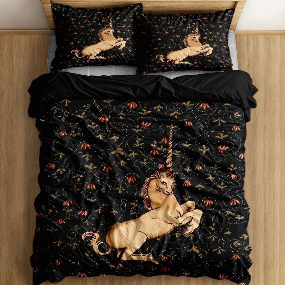 Unicorn in Grove Medieval Duvet Cover Set EU Single Double King US Twin Full Queen Size  Bedclothes