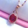 Exquisite Russian Purple Gold-Plated Rose Gold Redstone Pendant, Simple Fashion And Luxury Temperament, High-End Colored Gold Chain.