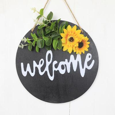 American Country Wooden Welcome Door Sign - Home Wall Hanging Ornament & Wreath Decoration
