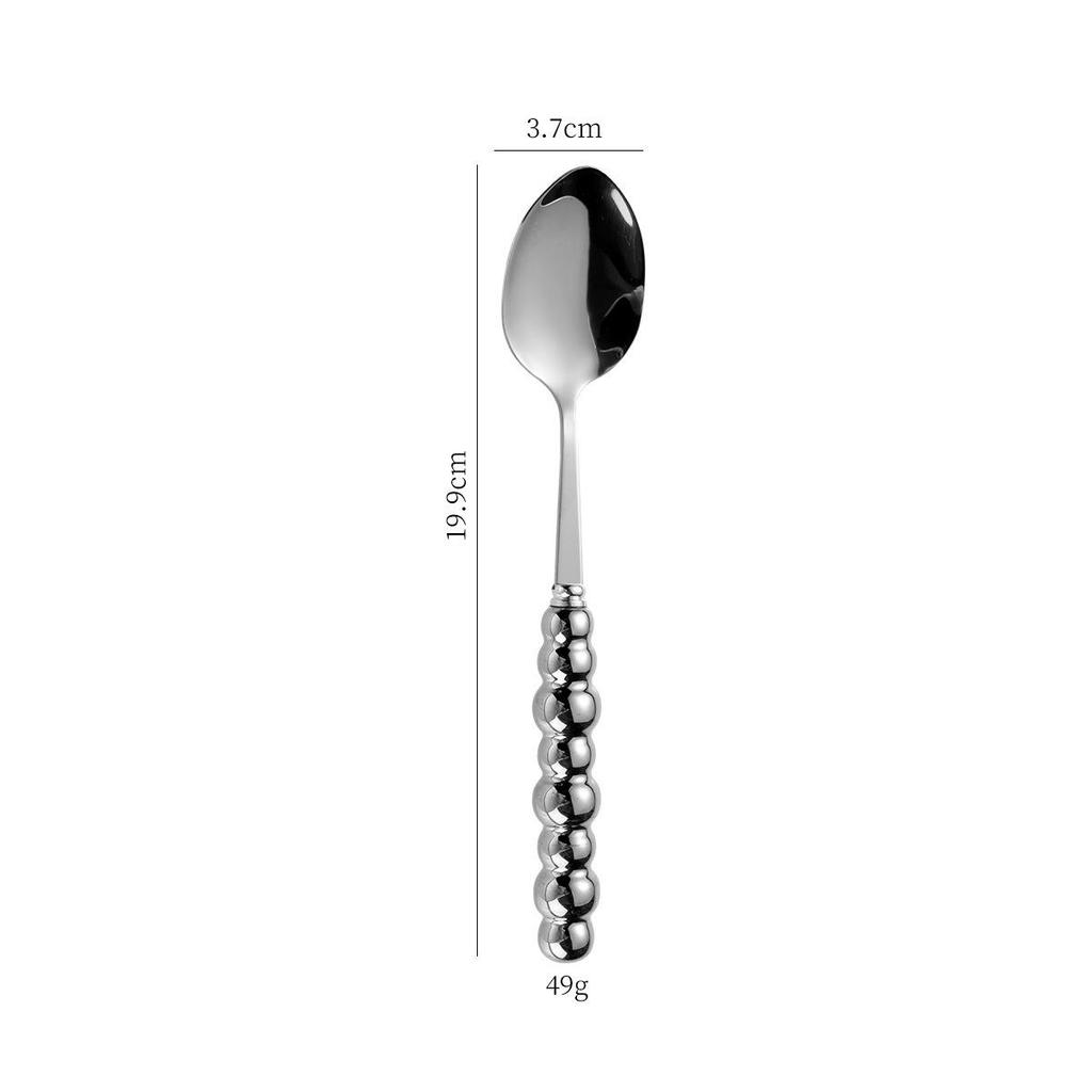 Norse Luxe Ceramic Pearl Cutlery Set: Fork, Knife & Spoon in Elegant Stainless Steel