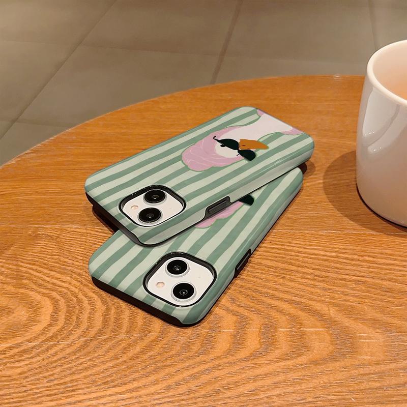 Humorous Cool Striped Duck Sunglasses Art Film Aesthetic Protective Shockproof Bumper Phone Case Cover For iPhone 14 15 16 Pro Max Plus