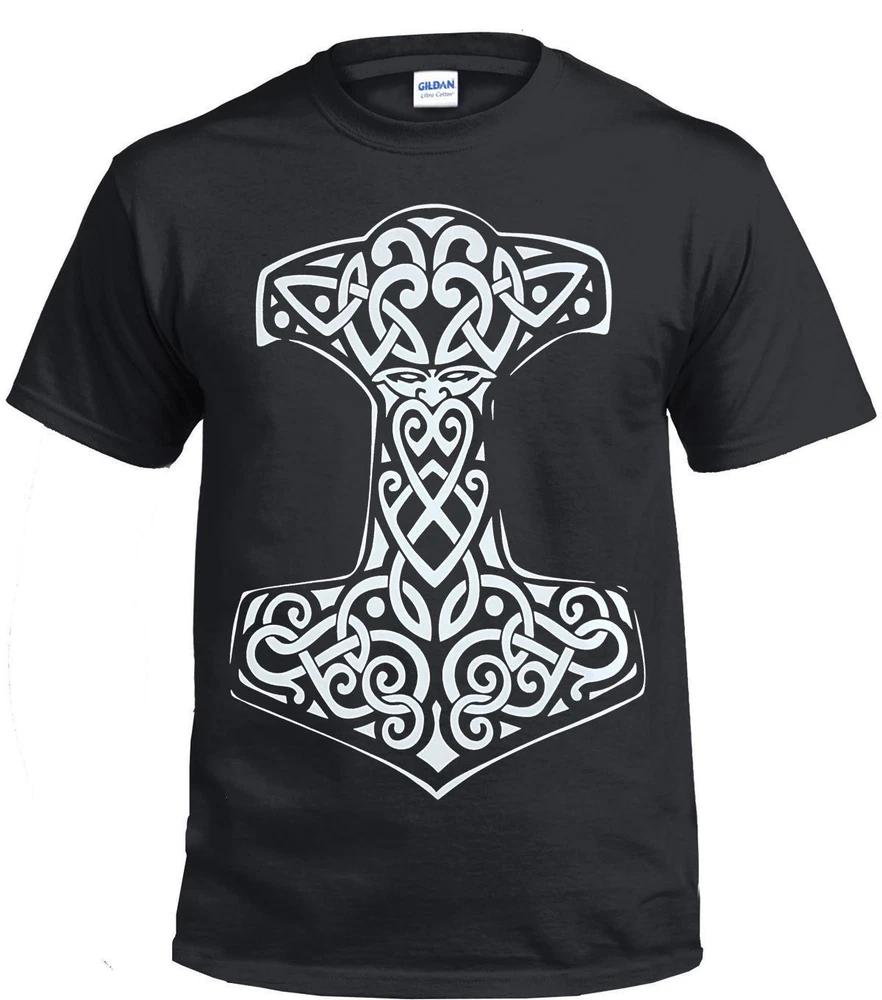 VIKING THORS FRONT PRINTED COTTON T SHIRT SKULL Plus Cross Plus Top 3XL