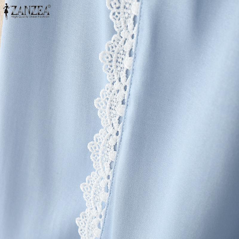 ZANZEA Women Casual Lace Patchwork Loose Straight Pants