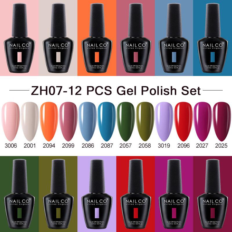 

NAILCO 12 шт. набор цветов гель-лак для ногтей дизайн ногтей полуперманентный УФ-лак принадлежности для ногтей для профессионалов дизайн ногтей топ