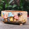 Mushroom Stoneware Succulent Flower Pot Living Room Decoration Planter Vintage Handicrafts Bonsai Pots Fairy Garden Personality