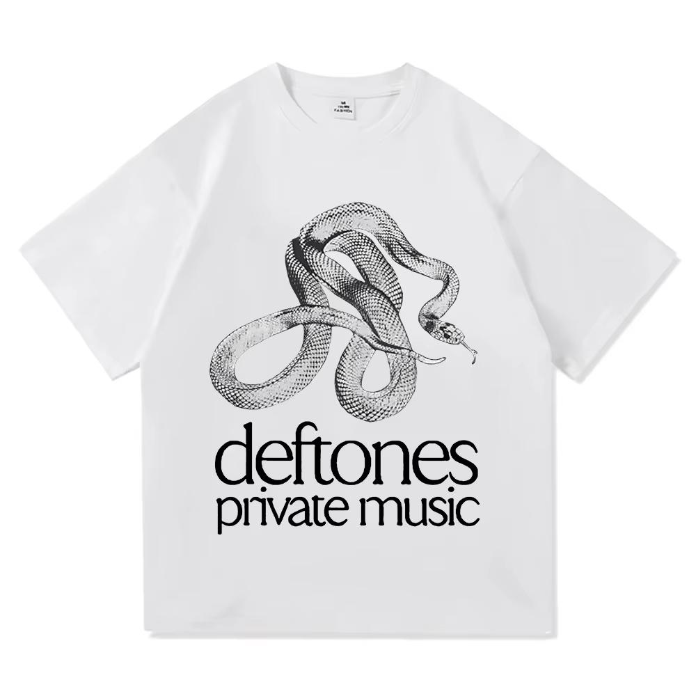 Men's Summer Private Music Track List Deftones Rock Band Printed Round Neck T-shirt Cotton Loose Large Short Sleeve Street Wear