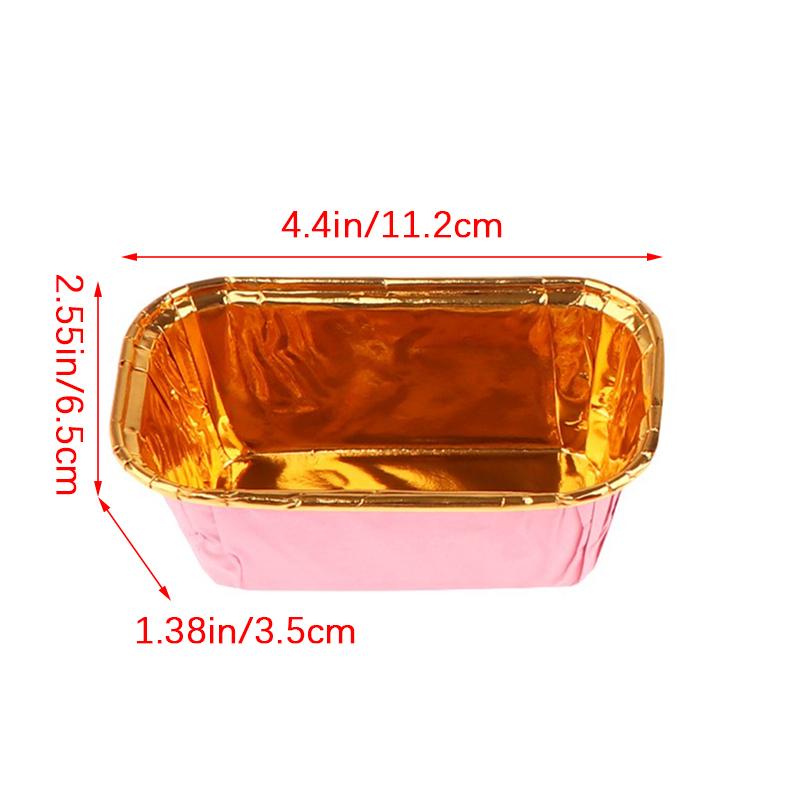 50Pcs Rectangular Aluminum Foil Tin Paper Cup Baking Cup Dessert Box Cake Box