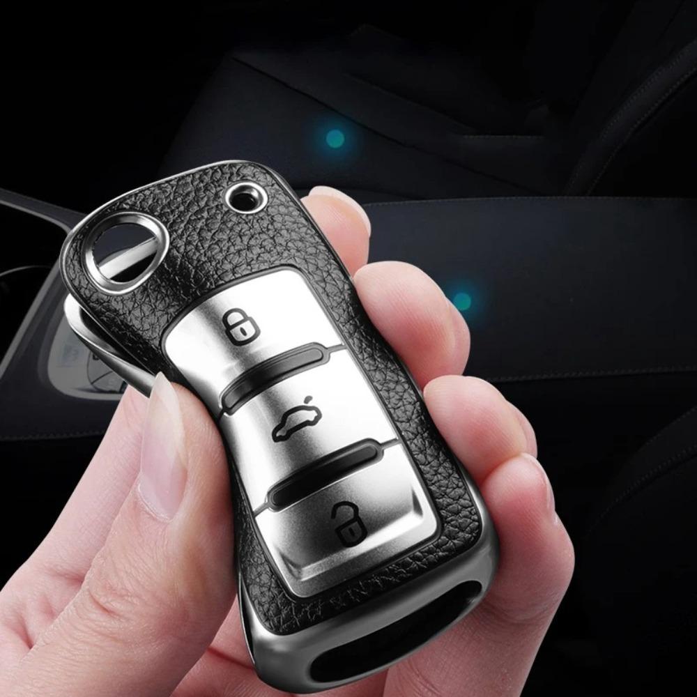 Leather+TPU Car Remote Key Cover Case Fob for Volkswagen VW Bora Polo Tiguan Jetta Passat B5 B6 B7 Golf Beetle for Skoda Octavia
