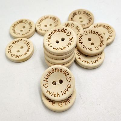 100Pcs 15Mm Wooden Buttons Round 2-Eye Hole Solid Wood Button for Clothing Scrapbook Handmade DIY Decoration Craft Accessories