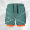 Men Shorts Adjustable Waist Drawstring Fake Two-Piece Design Moisture-Wicking Quick-Drying Running Sport Shorts