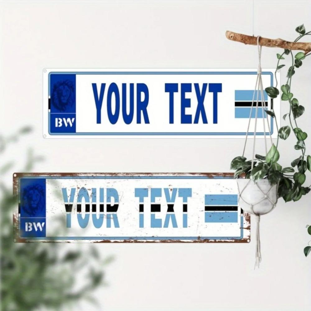 Custom Lion Metal Wall Sign Personalized Rusty Blue White Aluminum Decor Plaque