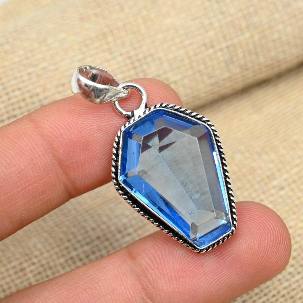 Tanzanite Gemstone Handmade Solid 925 Silver Pendant Memorial Gift Jewelry For Her