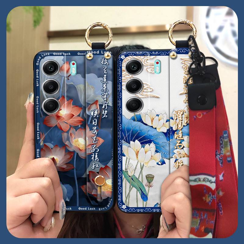 Shockproof Protective Phone Case For Tecno Camon40 4G/CM5 Durable Lanyard Anti-knock Phone Holder Silicone For Mom Ring