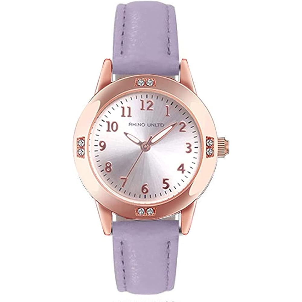 Girls Fashion Quartz Watch Purple Leather Band Luminous Women s Wristwatch