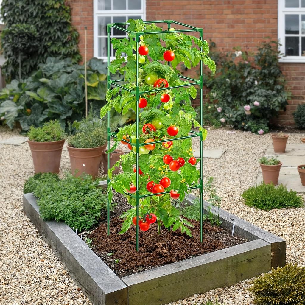 Plant Climbing Frame, Suitable for Tomatoes, Cucumbers, Beans - Durable Green Grid Garden Support, Easy To Assemble, Space-Saving Design