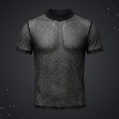 Leichtes Atmungsaktives Modisches Basis-Shirt Für Männer für Nachtclub-Partys Mesh Sexy Herren-T-Shirt
