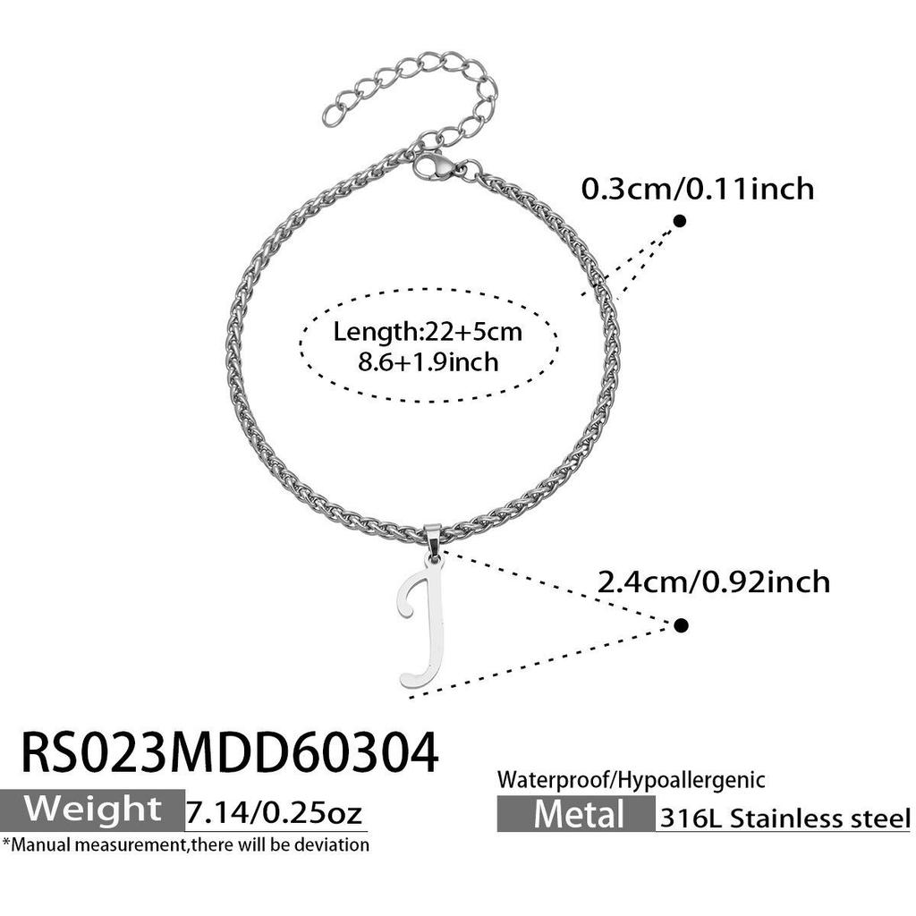 26-Letter Pendant Anklet: Stainless Steel Simple Design Foot Jewelry