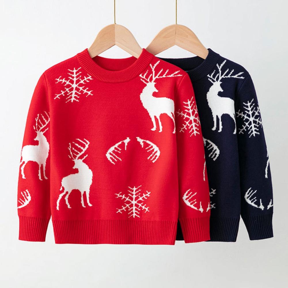 Autumn/Winter New Arrivals: Boys' and Girls' Knitted Sweaters Christmas Snowflake and Reindeer Children's Jumpers