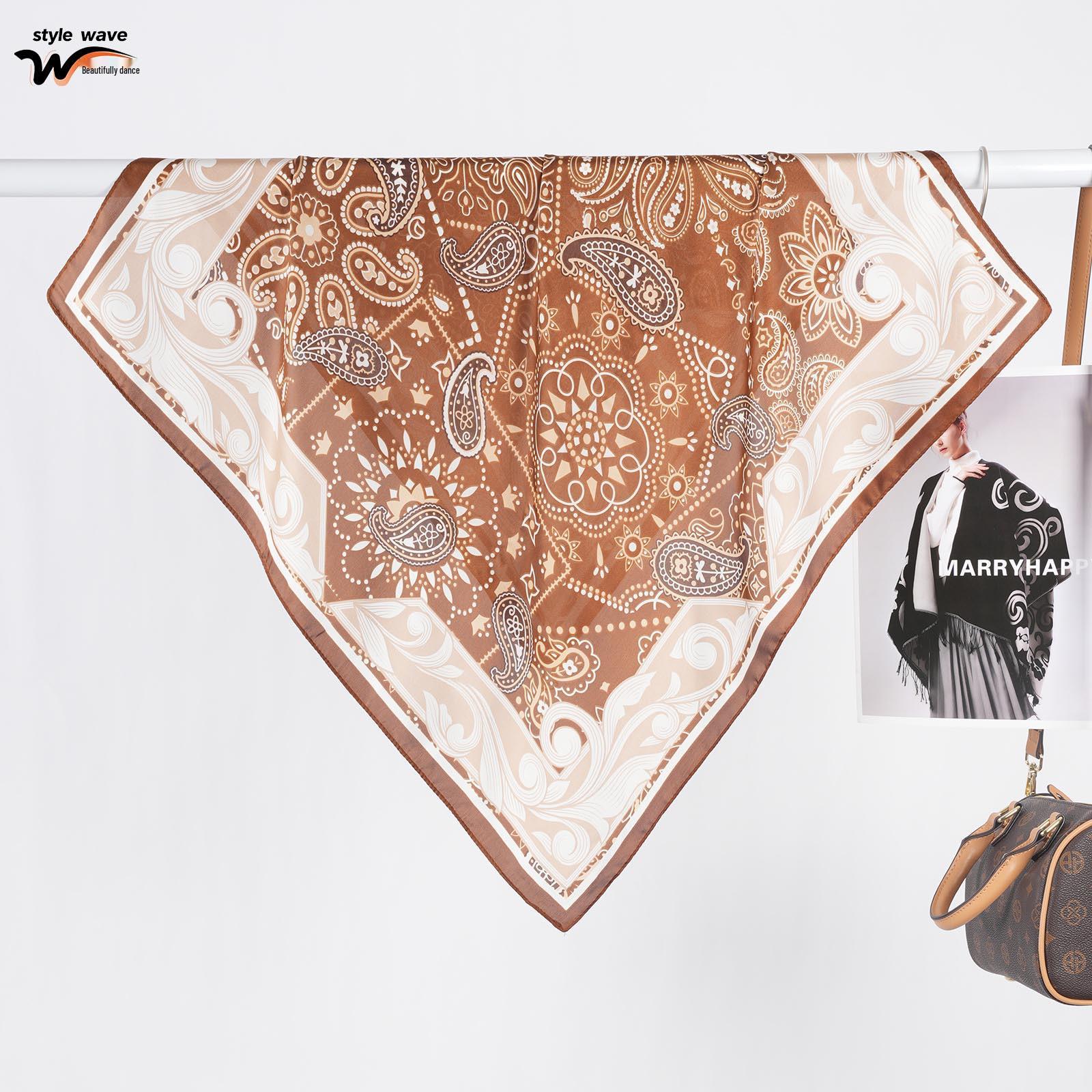 

Retro Women s Cashew Print Silk Scarf: Versatile Small Square Neck Scarf/Shawl for Spring/Summer 70x70 CM