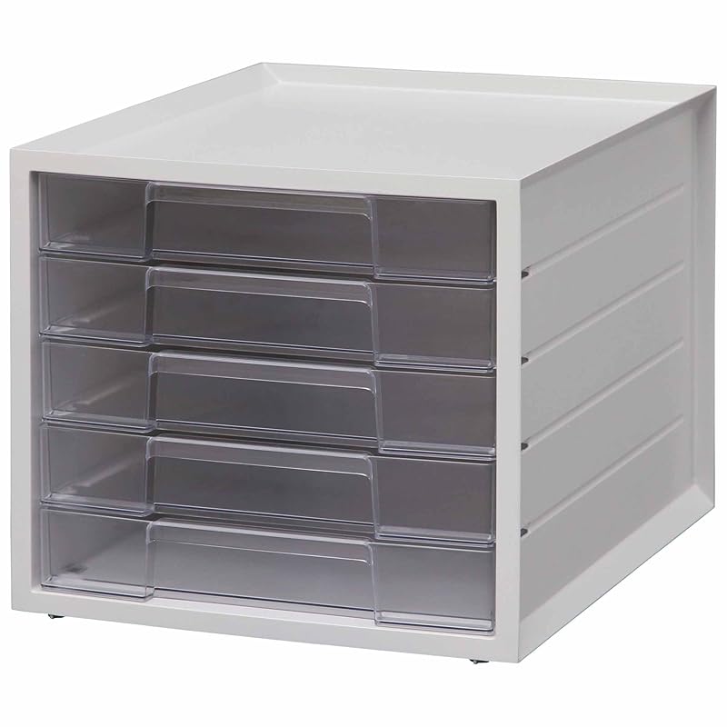

[Shallow 5-tier] Iris Ohyama letter case A4 With index sticker drawer document case storage case tabletop Shallow type stackable plastic letterbox