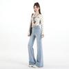 Dark blue micro-pull jeans women's new American retro non-stick leg elastic horseshoe horn pants