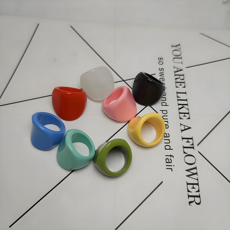 1 Stück Süßigkeitenfarbe Acrylharz Ring Einfach Mode Geometrisch Rund Fingerringe Damen Stapelringe