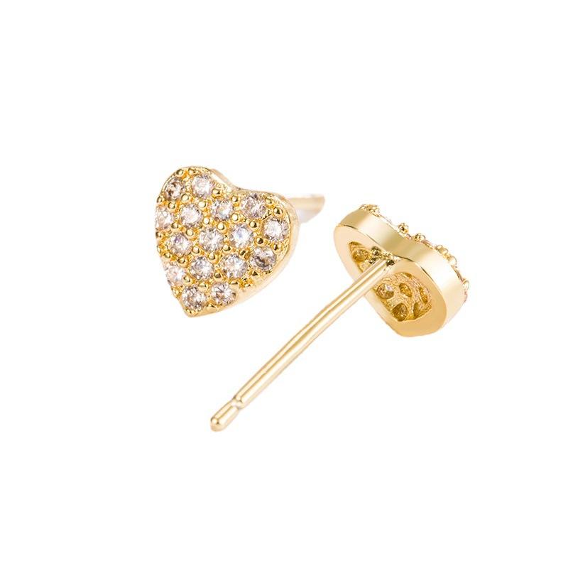 Flash Diamond Love Hear Stud Earrings Small Niche Earrings for Women
