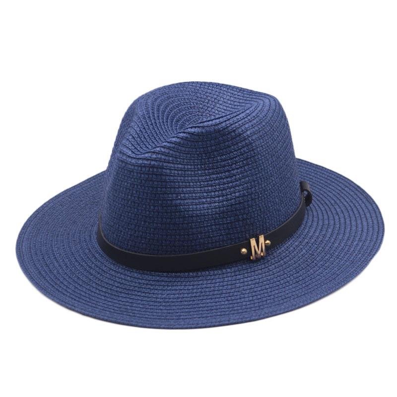 Classic Cowboy Jazz Straw Hat Wide Brim Summer Beach Sun Protection Casual Fedora Cap Panama