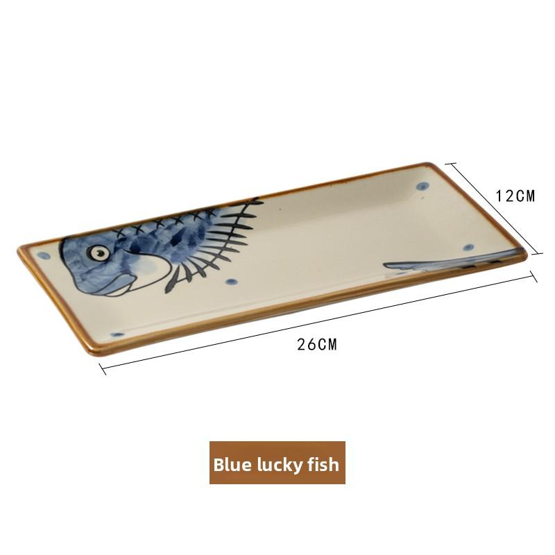 1PC Japanese-style Creative Tableware, Ceramic Sushi Plate, Rectangular Dish, Fried Fish Plate