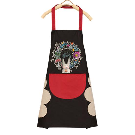 Wipeable Waterproof Oil-Proof Cartoon Wreath Rabbit Kitchen Nail Shop Apron