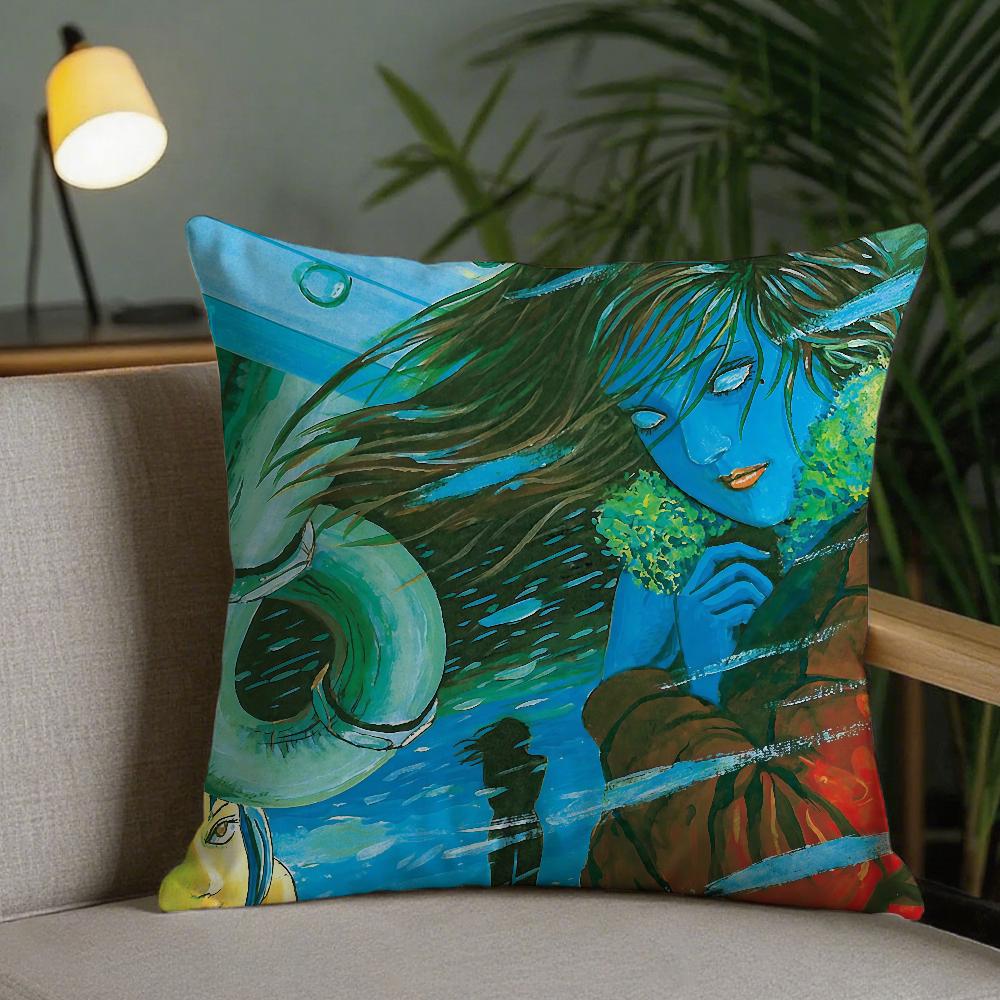Artwork JJunji IIto Pillow Case Square DoubleSided Printing Sofa Cushion Cover Pillowcase Bedroom Bedside