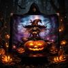 Gothic Pumpkin Witch & Skeleton Blanket - Soft Flannel Throw Suitable for - Bedspread, Grim Reaper Decor, Cozy Bedding For, Modern Gothic, Spooky Home