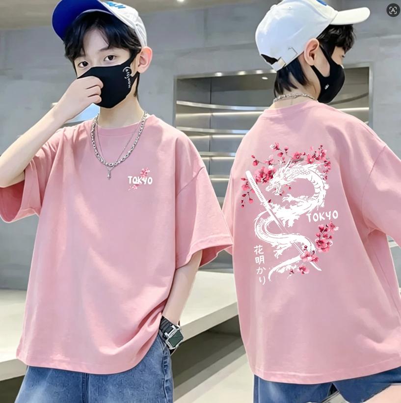 Best-selling 100% cotton children's short-sleeved T-shirt. Medium and small size. Breathable top for children.