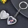 2Pcs DIY Photo Hold Keyring Charms Stainless Steel Keychain Creative Heart Album Keychain  Bag Decor