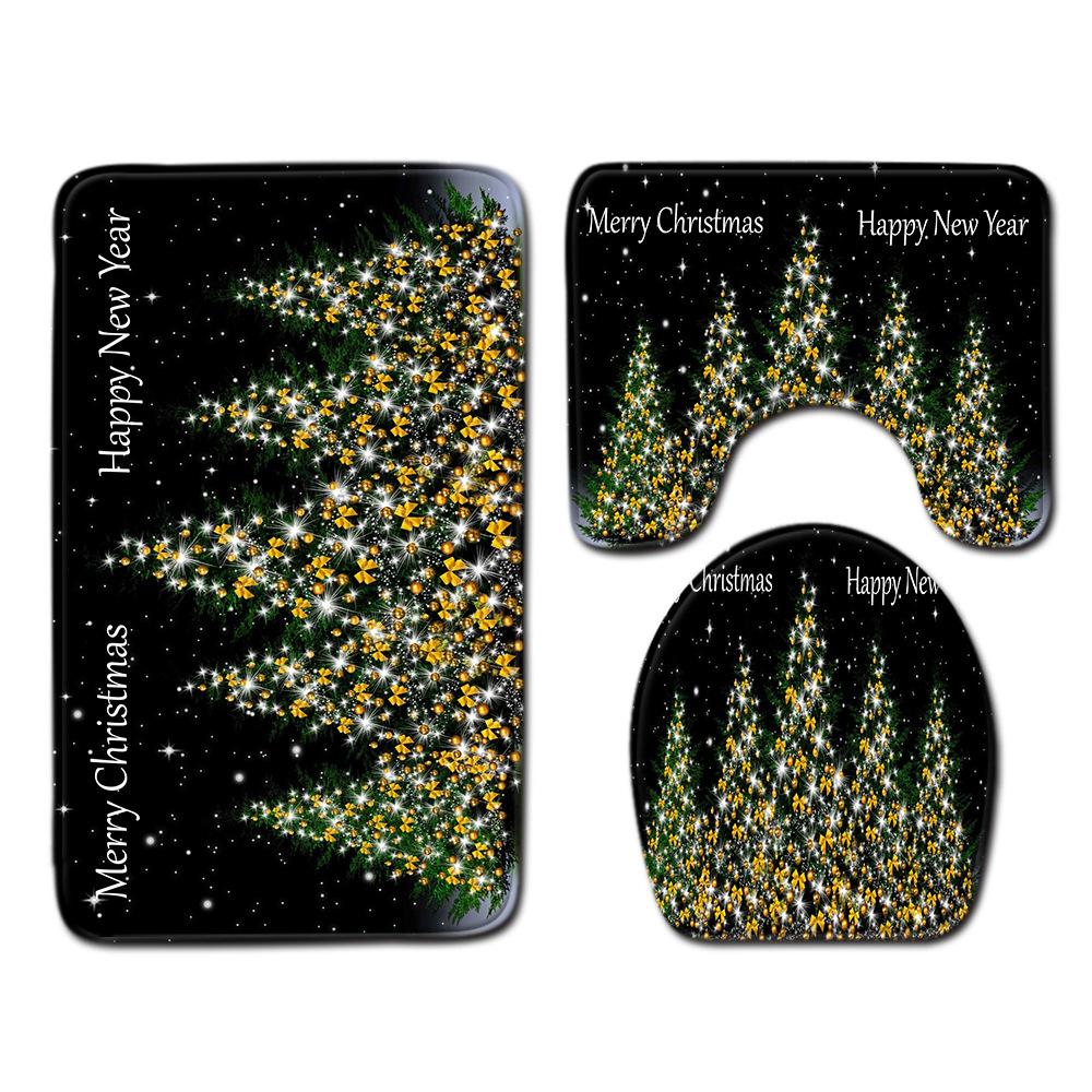 

Рождественский коврик для ванной, туалетный трехпредметный набор 45cmx75cm