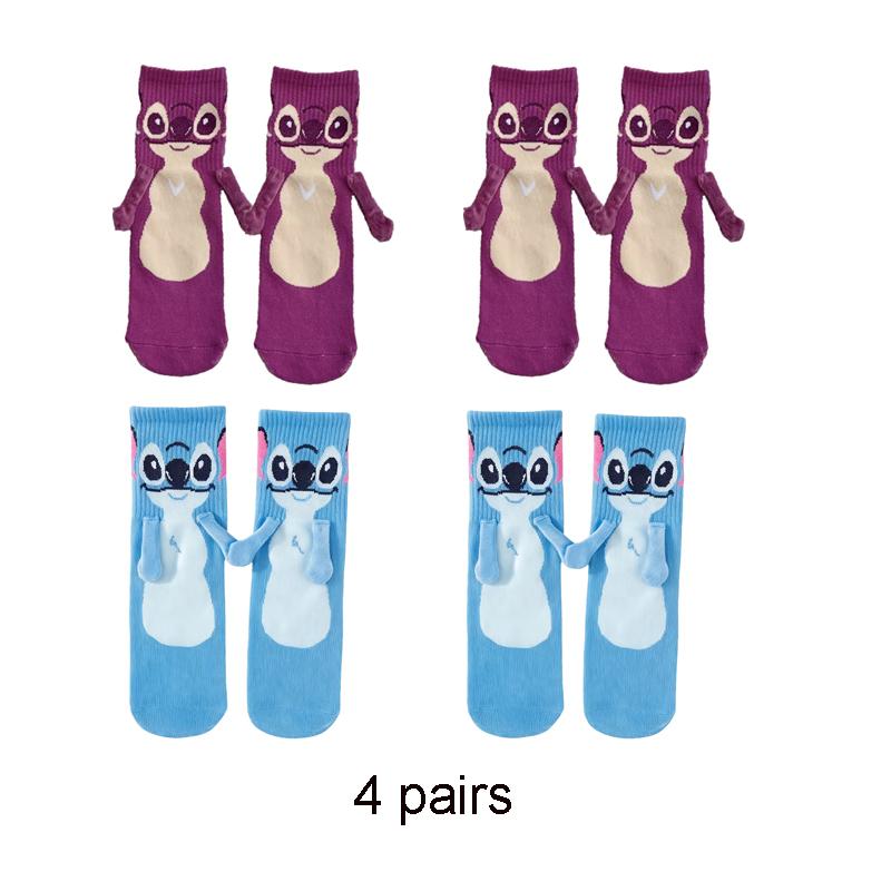 Stitch Magnet Hand In Hand Sock Cartoon Fun Fashion Soft Comfortable Creative Adults Children Christmas Stocking Toy Gift