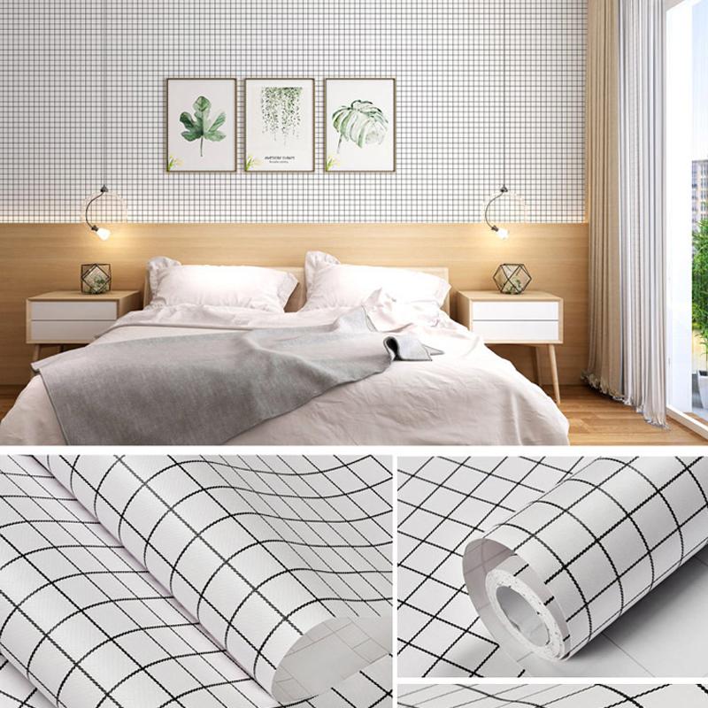 Fashion DIY Self Adhesive Plaid Wall Paper Furniture Renovation Stickers Kitchen Cabinet Waterproof Wallpaper